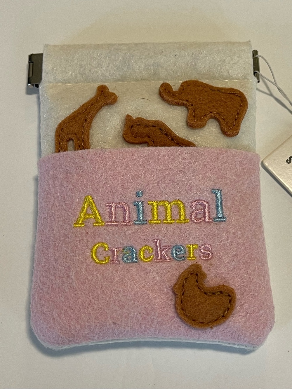 Urban Outfitters Pink Felt Animal Crackers Card Holder